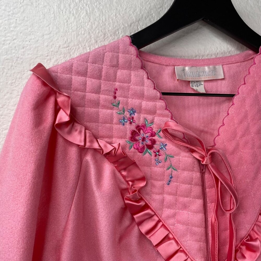 Vintage Vandemere Robe Womens Pink Sz L Brushed Fleece Cottage Core Grandma NWT - Picture 6 of 9